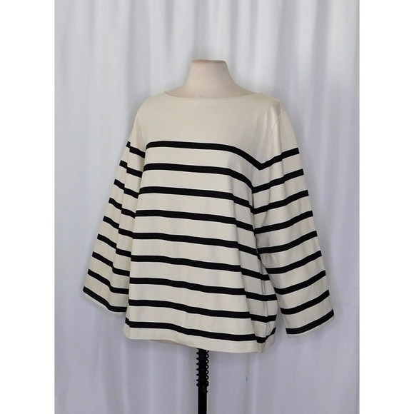 NWT! J. CREW Classic Mariner Cloth Boatneck T-Shirt Striped Natural Navy Blue 3X - Picture 7 of 16